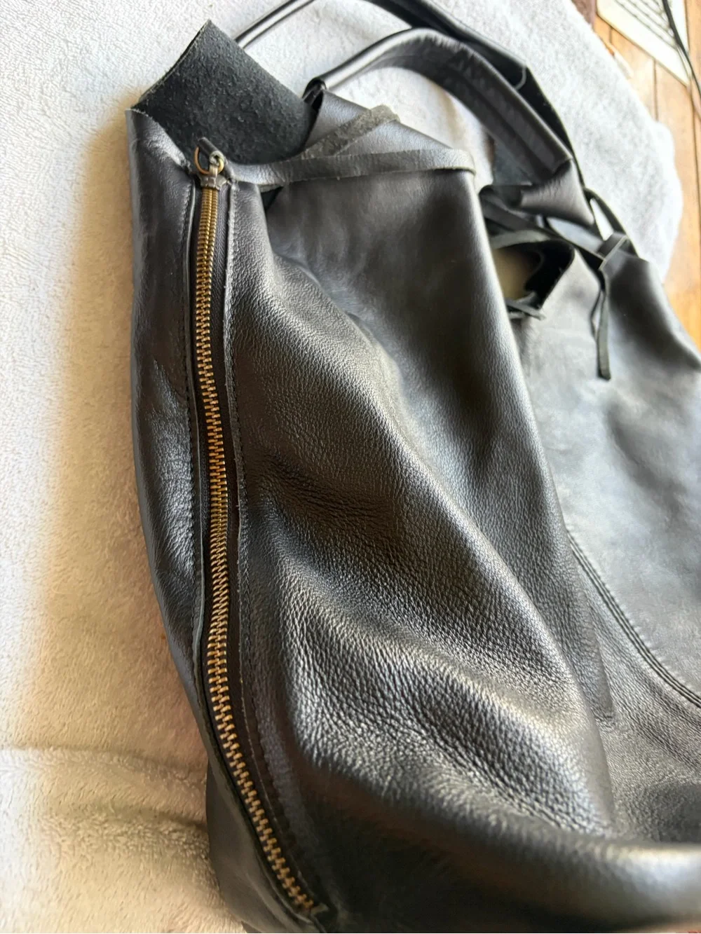 Blofinche Soft Black Leather Tote Bag